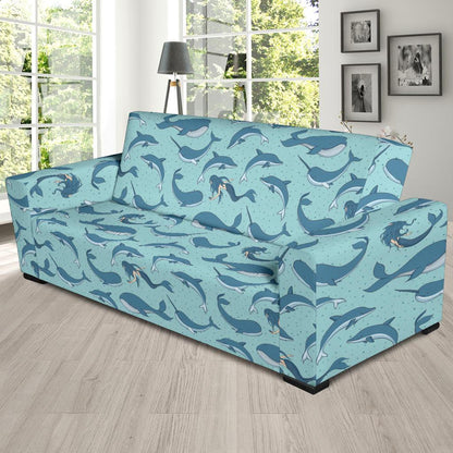 Narwhal Themed Print Sofa Slipcover-JTAMIGO.COM