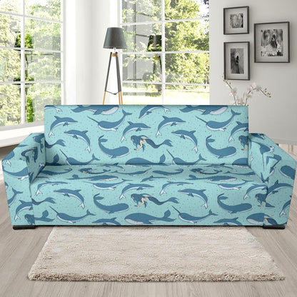Narwhal Themed Print Sofa Slipcover-JTAMIGO.COM