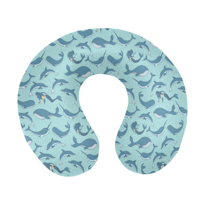 Narwhal Themed Print U-Shaped Travel Neck Pillow-JTAMIGO.COM
