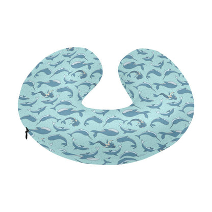 Narwhal Themed Print U-Shaped Travel Neck Pillow-JTAMIGO.COM