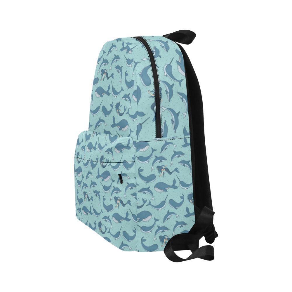 Narwhal Themed Print Waterproof Backpack-JTAMIGO.COM