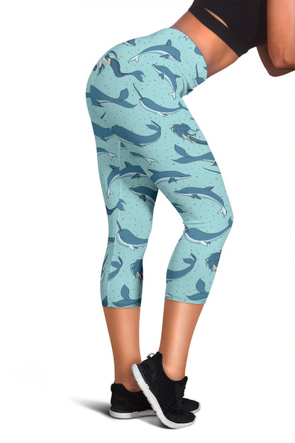 Narwhal Themed Print Women Capris