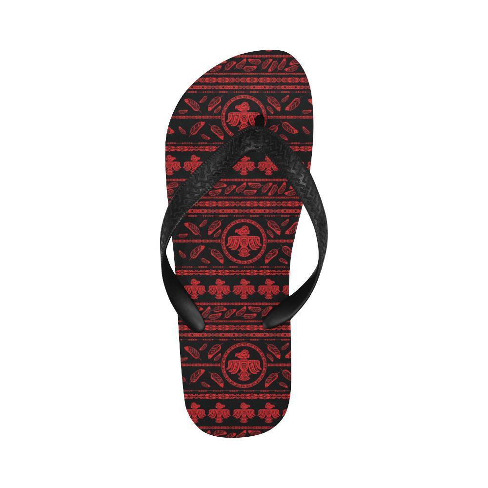 Native American Eagle Themed Print Flip Flops-JTAMIGO.COM
