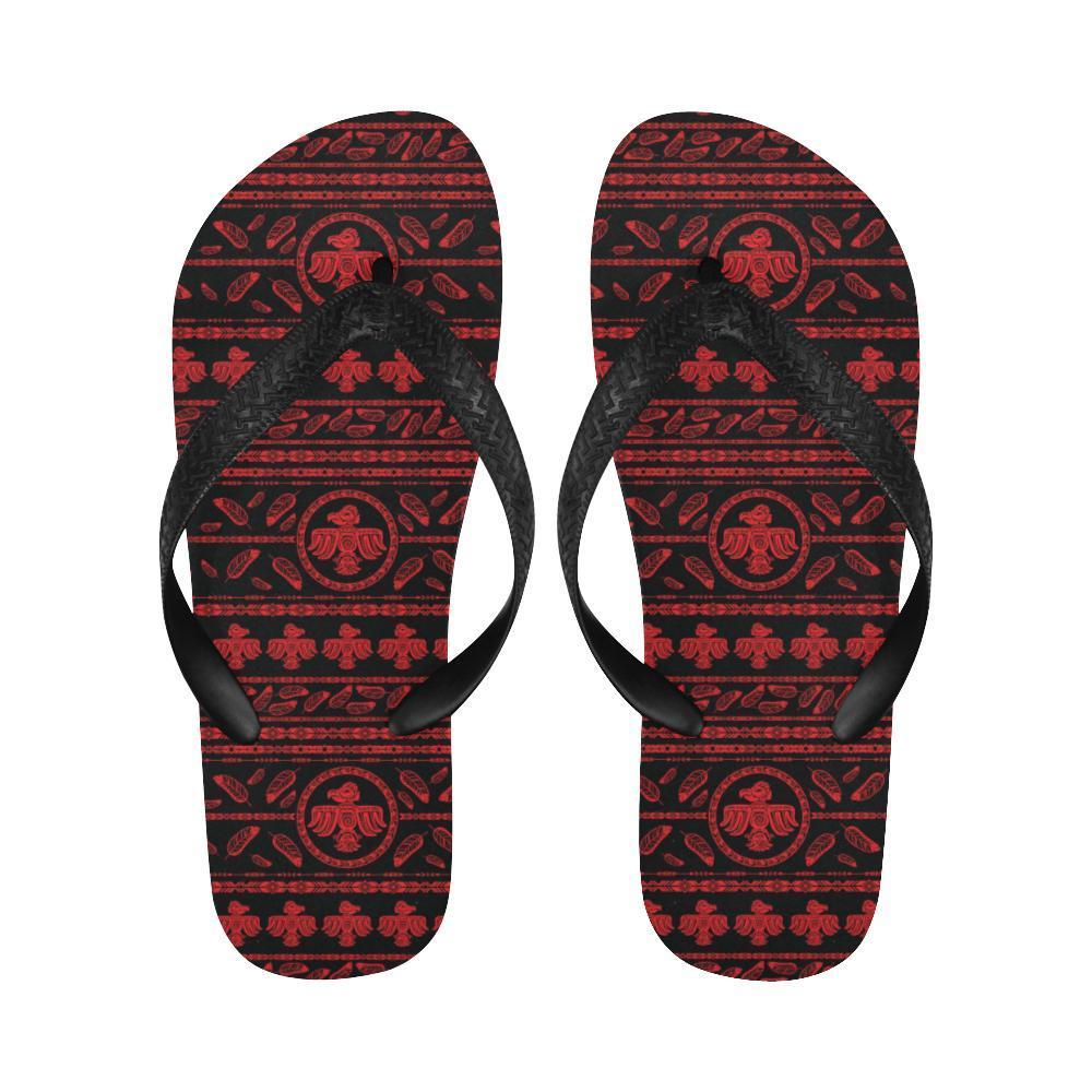 Native American Eagle Themed Print Flip Flops-JTAMIGO.COM