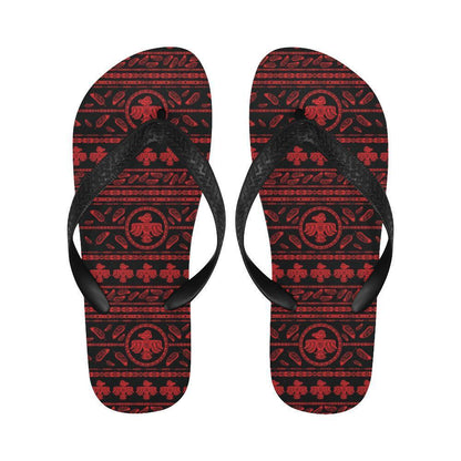 Native American Eagle Themed Print Flip Flops-JTAMIGO.COM