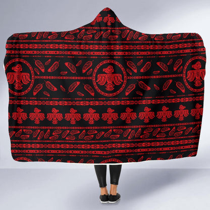 Native American Eagle Themed Print Hooded Blanket-JTAMIGO.COM