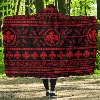 Native American Eagle Themed Print Hooded Blanket-JTAMIGO.COM