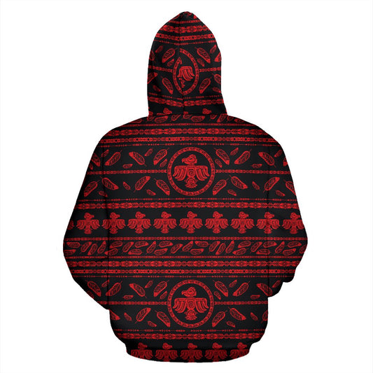 Native American Eagle Themed Print Pullover Hoodie