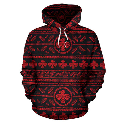 Native American Eagle Themed Print Pullover Hoodie