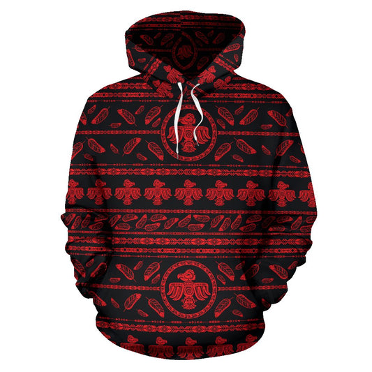 Native American Eagle Themed Print Pullover Hoodie