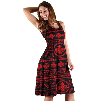 Native American Eagle Themed Print Sleeveless Dress