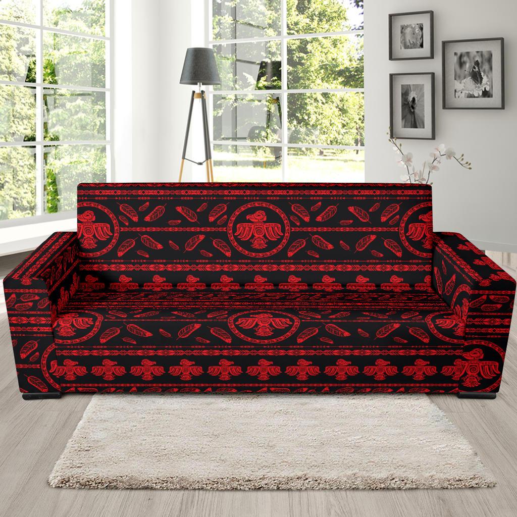 Native American Eagle Themed Print Sofa Slipcover-JTAMIGO.COM