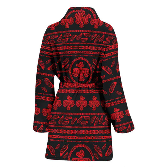 Native American Eagle Themed Print Women Bath Robe-JTAMIGO.COM