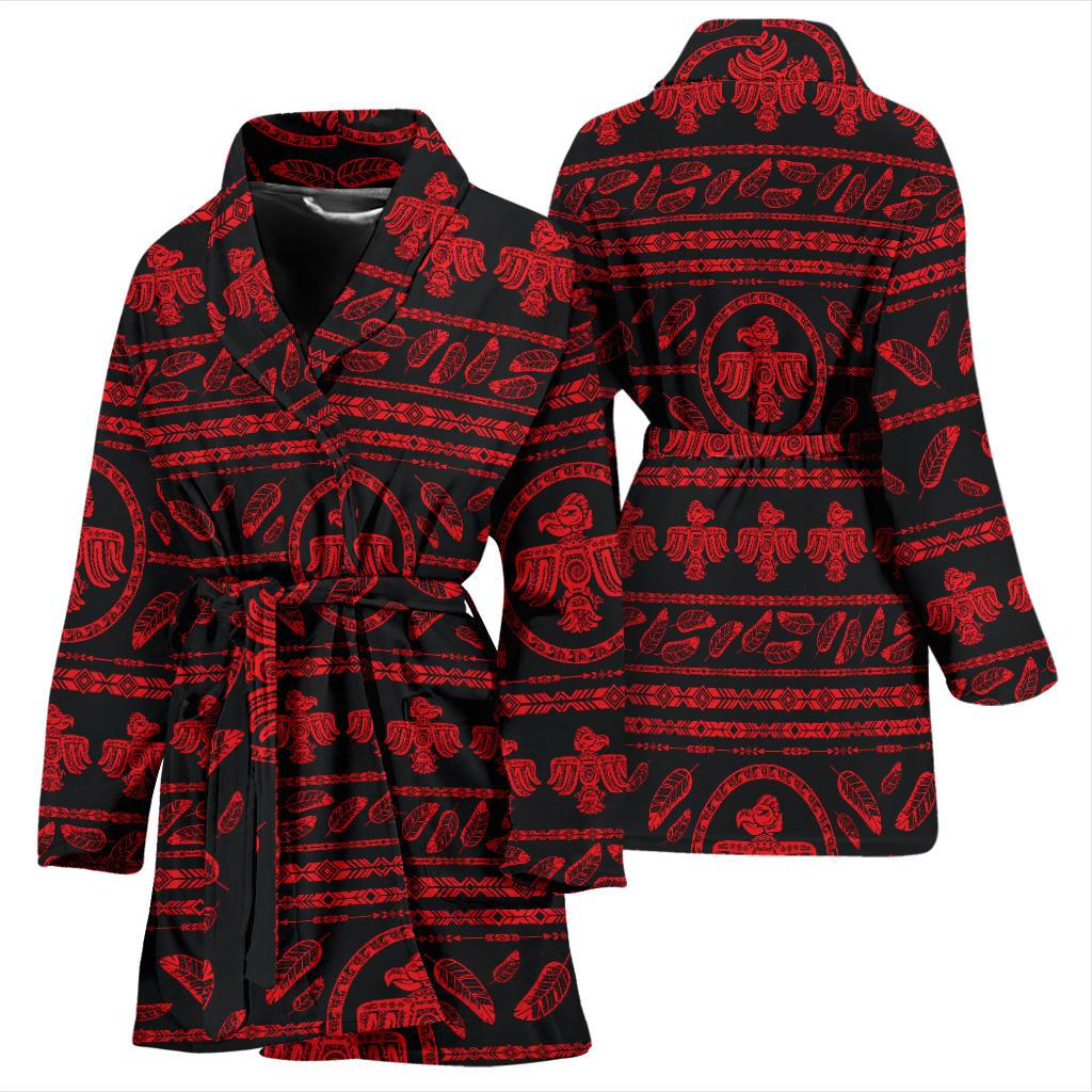 Native American Eagle Themed Print Women Bath Robe-JTAMIGO.COM