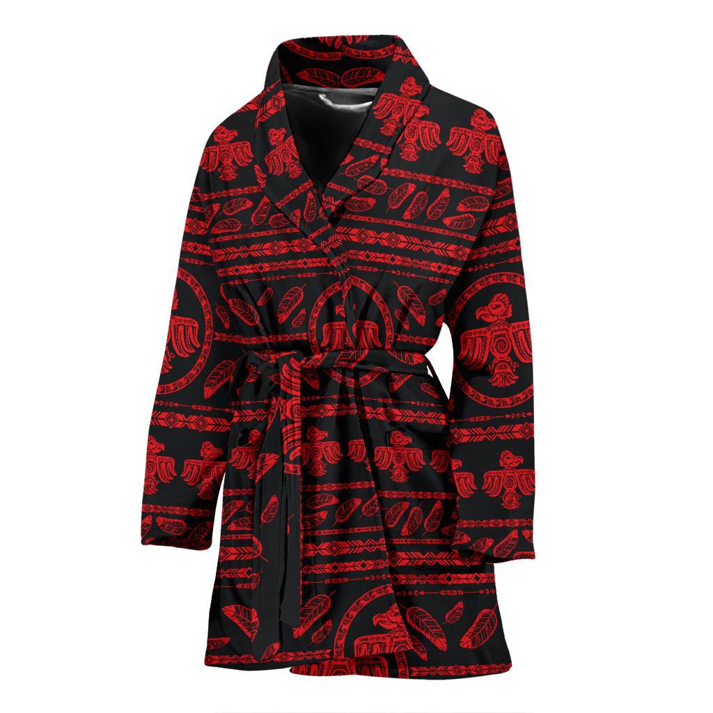 Native American Eagle Themed Print Women Bath Robe-JTAMIGO.COM