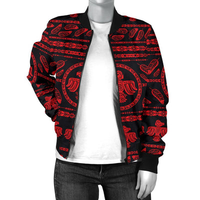 Native American Eagle Themed Print Women Casual Bomber Jacket