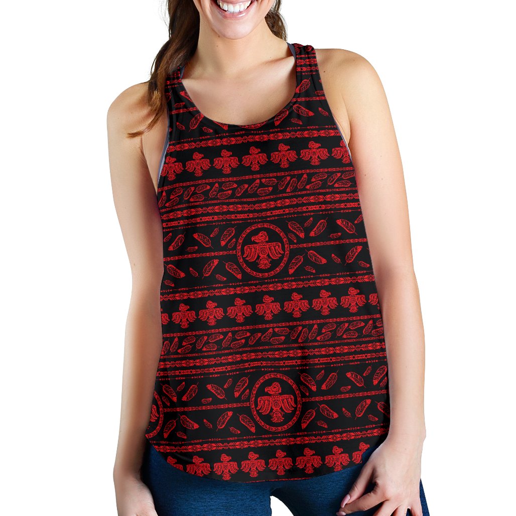 Native American Eagle Themed Print Women Racerback Tank Top