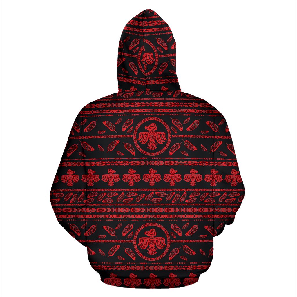 Native American Eagle Themed Print Zip Up Hoodie