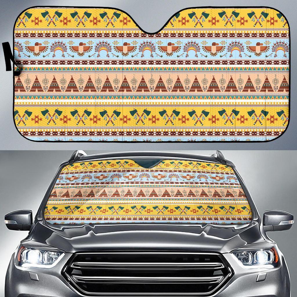 Native American Pattern Design Print Car Sun Shade For Windshield