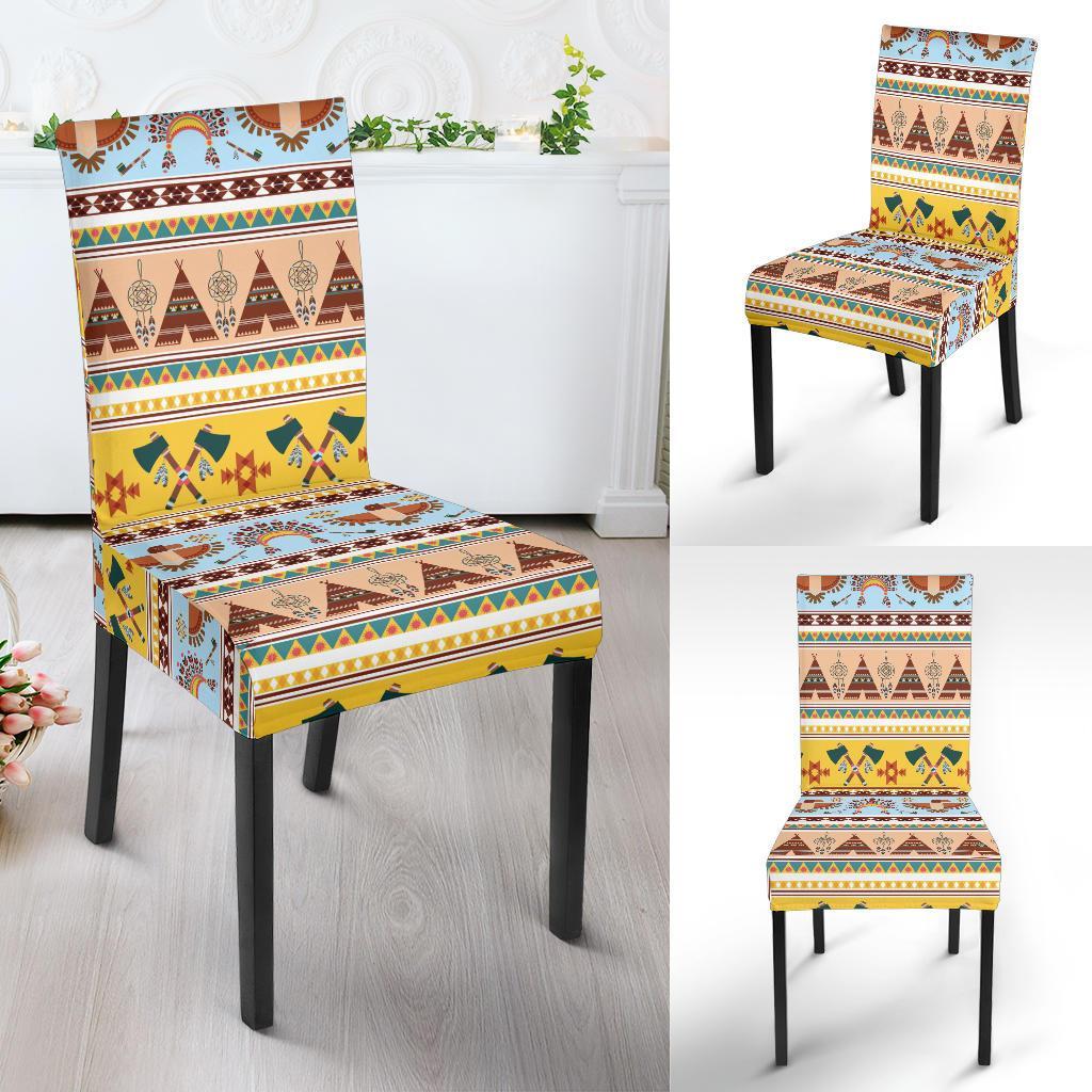Native American Pattern Design Print Dining Chair Slipcover-JTAMIGO.COM