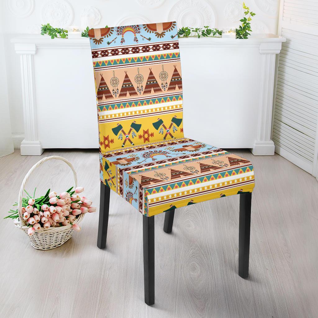 Native American Pattern Design Print Dining Chair Slipcover-JTAMIGO.COM