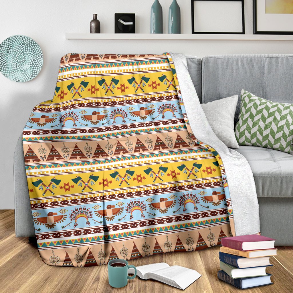 Native American Pattern Design Print Fleece Blanket