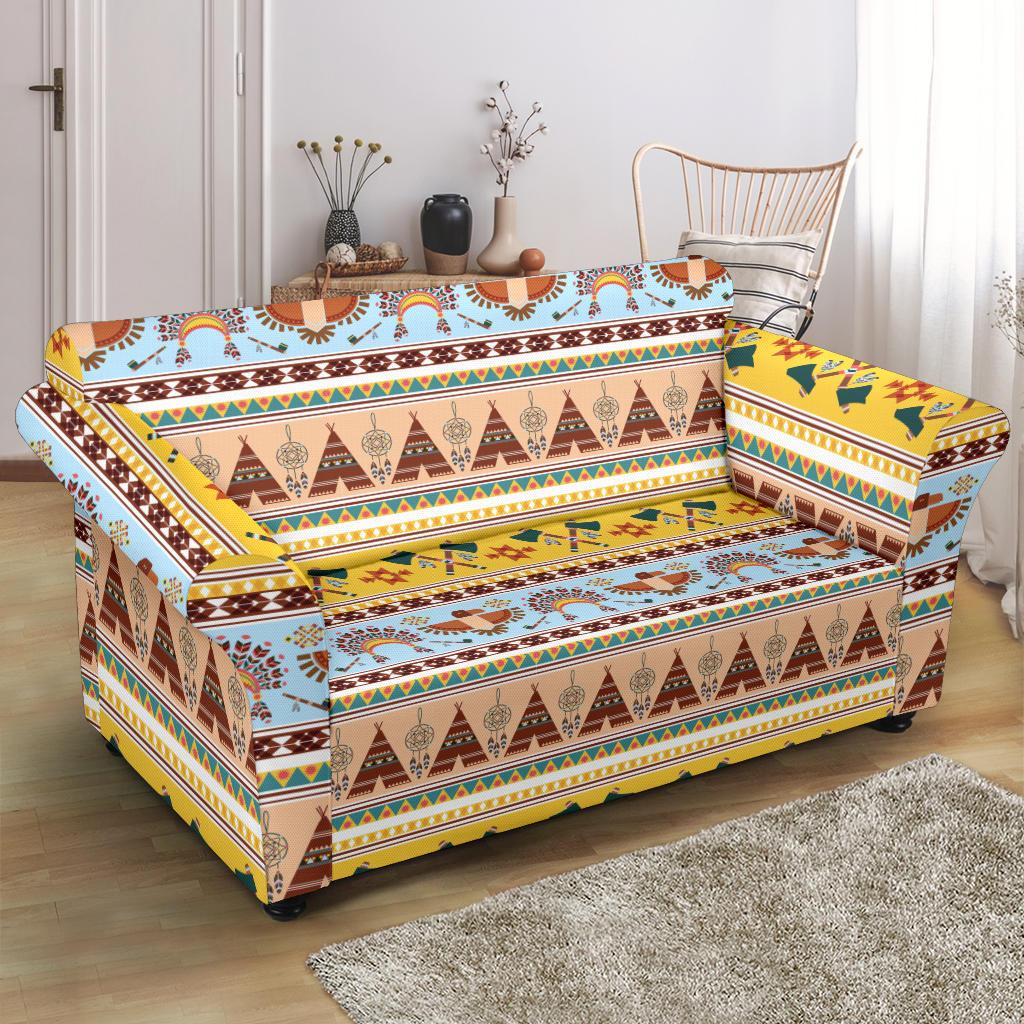 Native American Pattern Design Print Loveseat Slipcover-JTAMIGO.COM