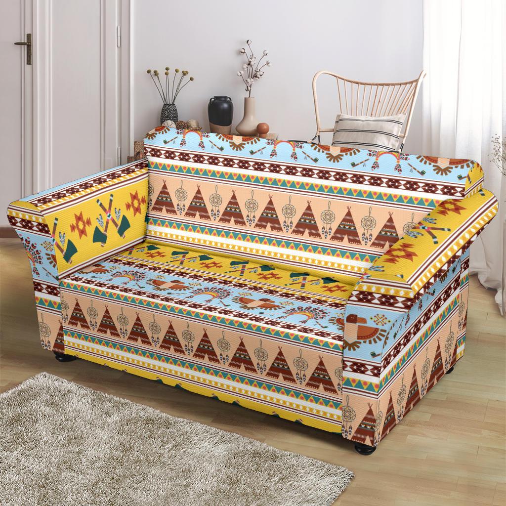 Native American Pattern Design Print Loveseat Slipcover-JTAMIGO.COM