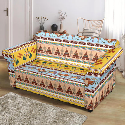 Native American Pattern Design Print Loveseat Slipcover-JTAMIGO.COM