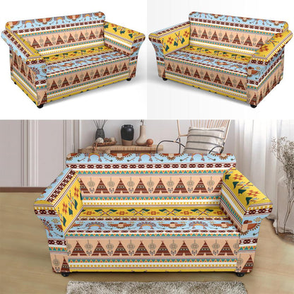 Native American Pattern Design Print Loveseat Slipcover-JTAMIGO.COM