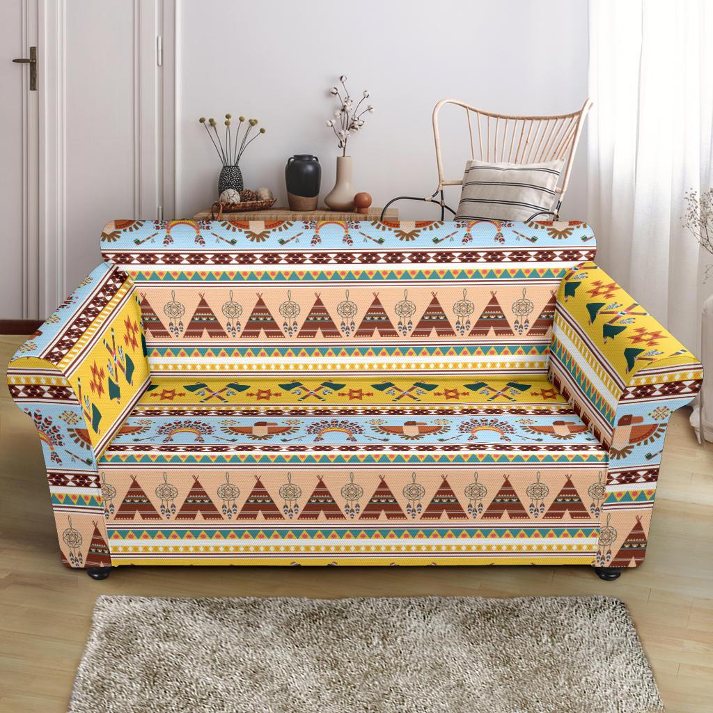 Native American Pattern Design Print Loveseat Slipcover-JTAMIGO.COM