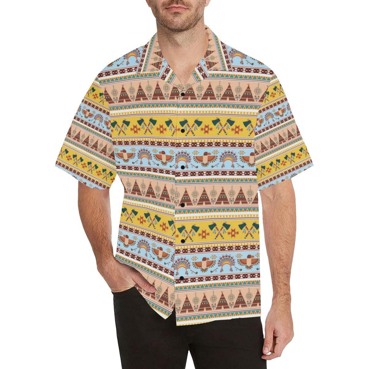 Native American Pattern Design Print Men Aloha Hawaiian Shirt