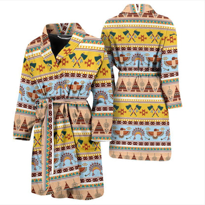 Native American Pattern Design Print Men Bath Robe-JTAMIGO.COM