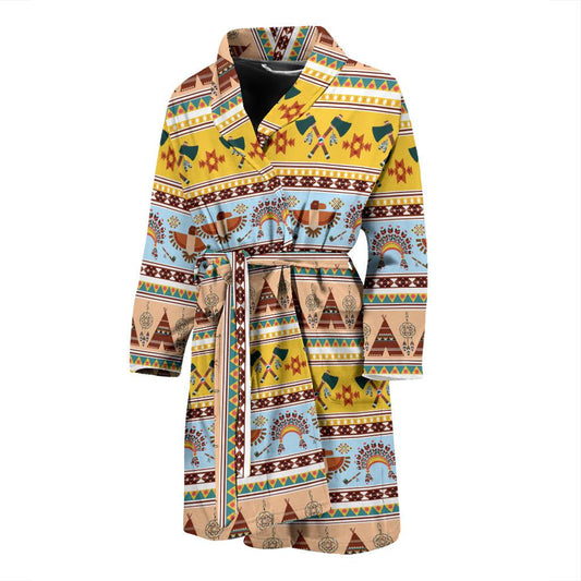 Native American Pattern Design Print Men Bath Robe-JTAMIGO.COM
