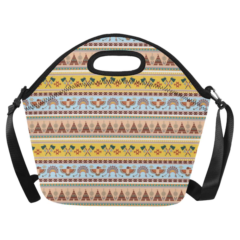 Native American Pattern Design Print Neoprene Lunch Bag (Model 1669)(Large)-JTAMIGO.COM
