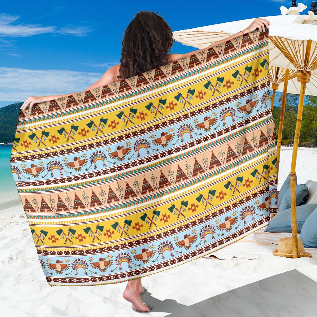 Native American Pattern Design Print Sarong Pareo Wrap
