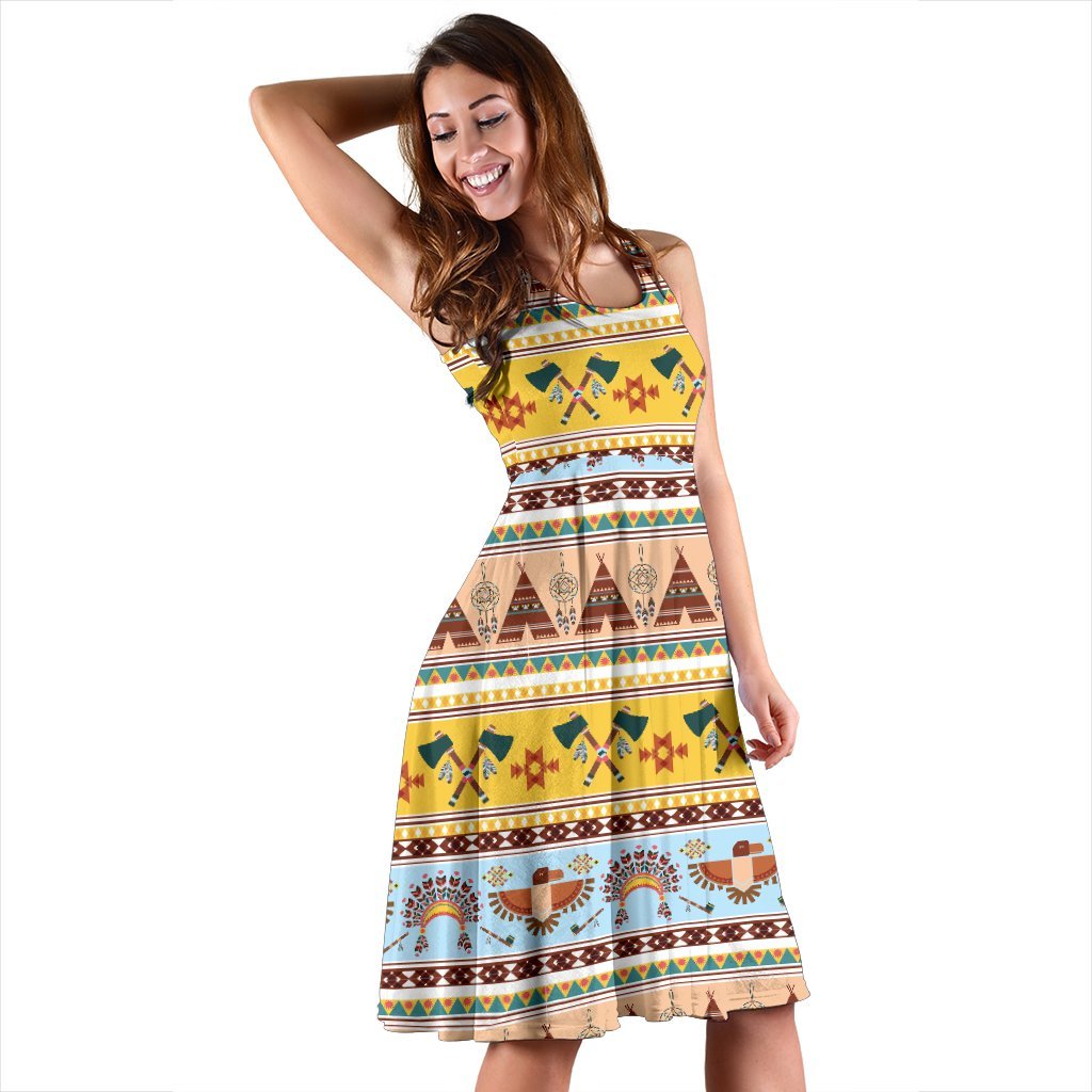 Native American Pattern Design Print Sleeveless Dress