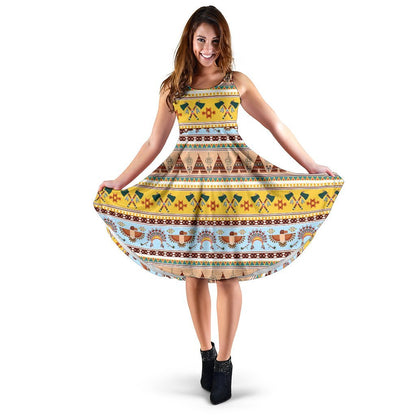 Native American Pattern Design Print Sleeveless Dress