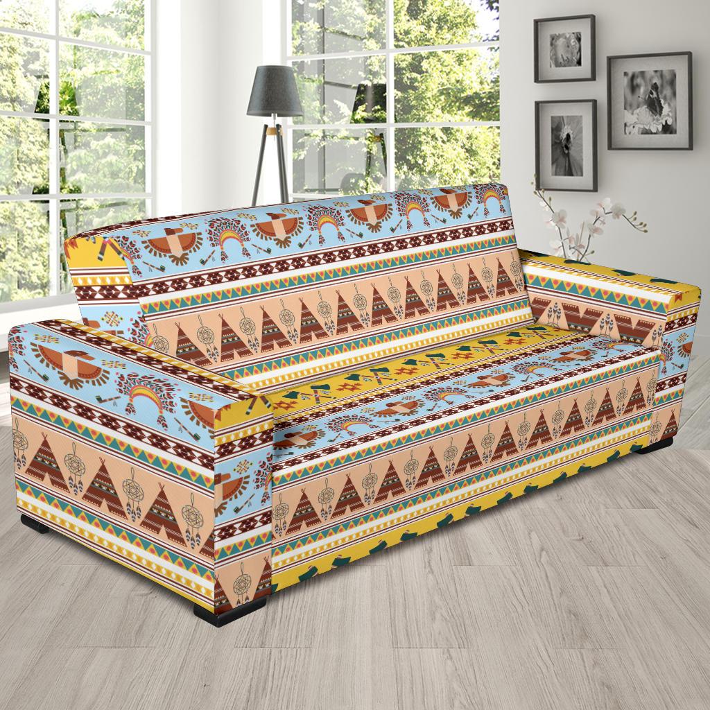 Native American Pattern Design Print Sofa Slipcover-JTAMIGO.COM