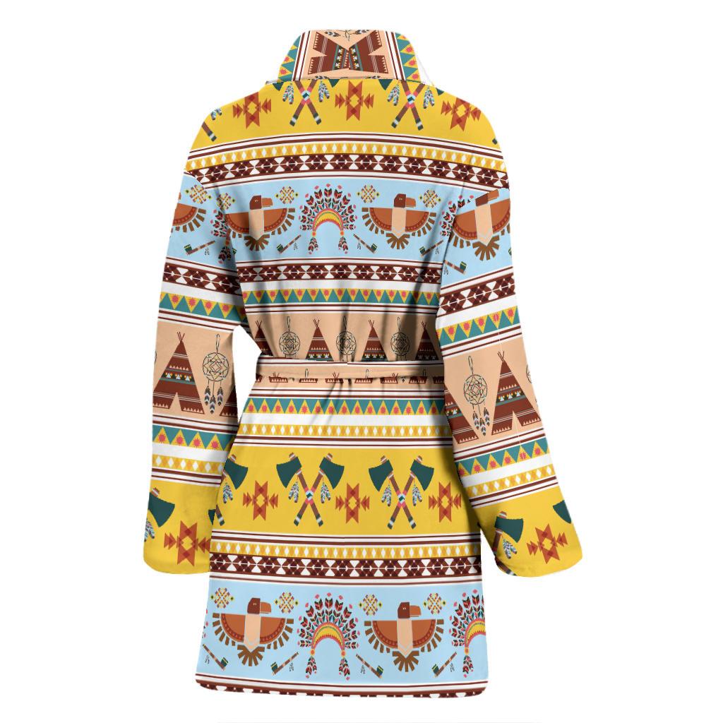 Native American Pattern Design Print Women Bath Robe-JTAMIGO.COM