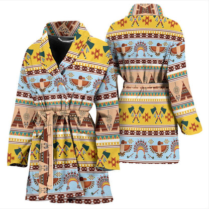 Native American Pattern Design Print Women Bath Robe-JTAMIGO.COM