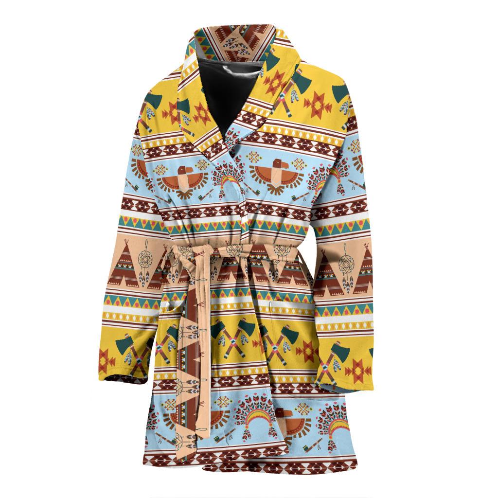 Native American Pattern Design Print Women Bath Robe-JTAMIGO.COM