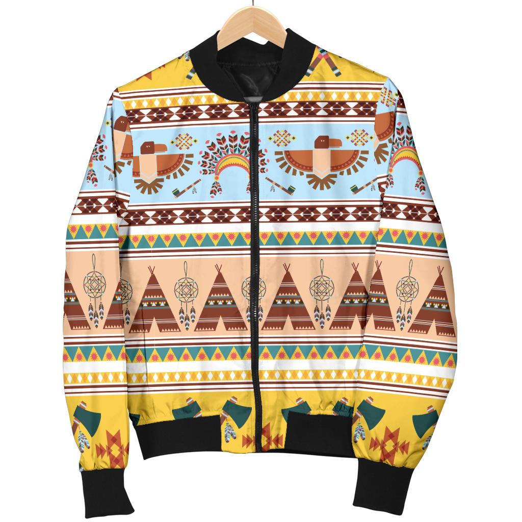 Native American Pattern Design Print Women Casual Bomber Jacket