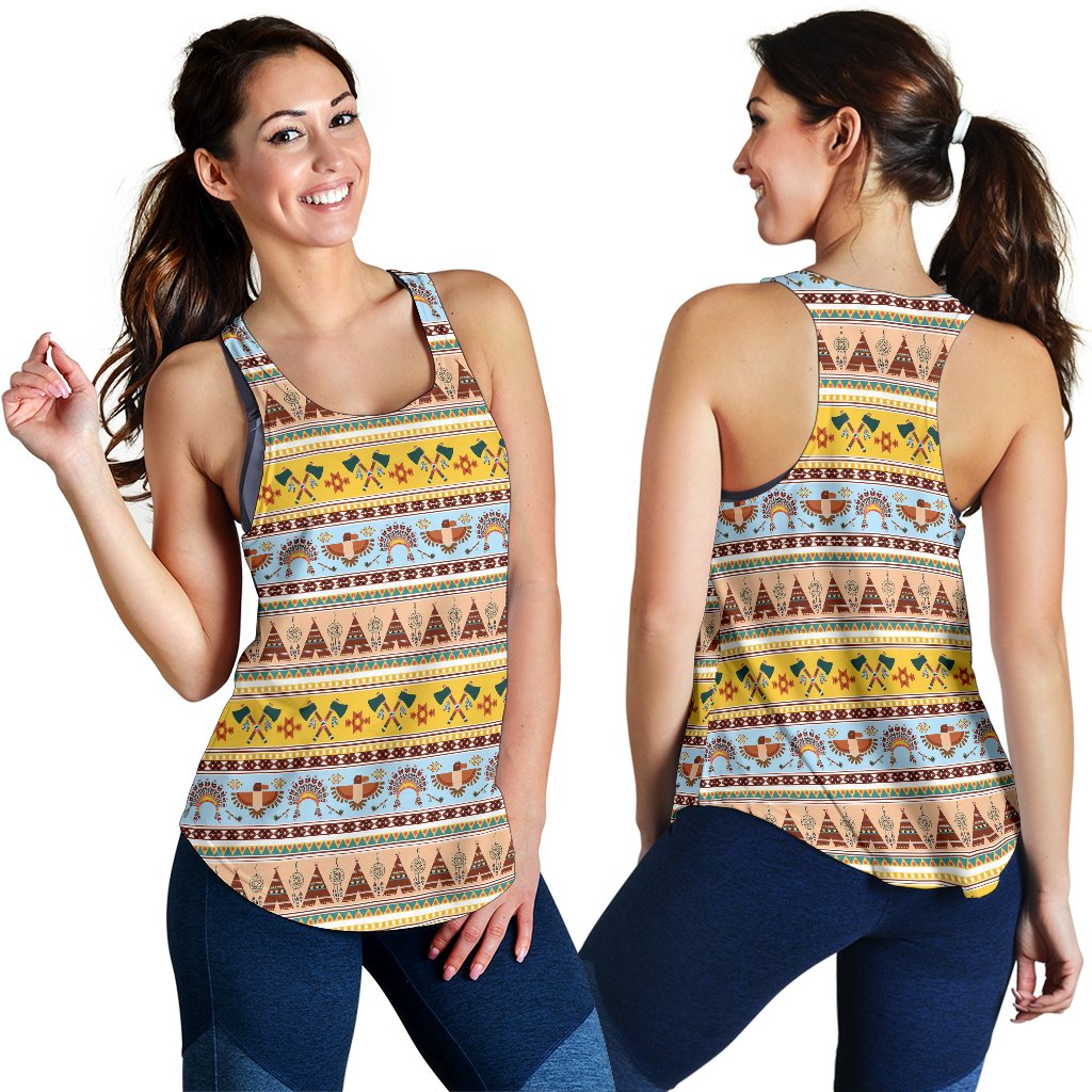 Native American Pattern Design Print Women Racerback Tank Top