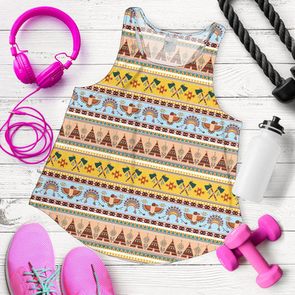Native American Pattern Design Print Women Racerback Tank Top