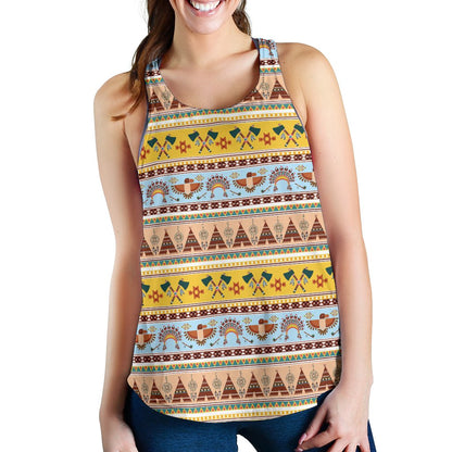 Native American Pattern Design Print Women Racerback Tank Top