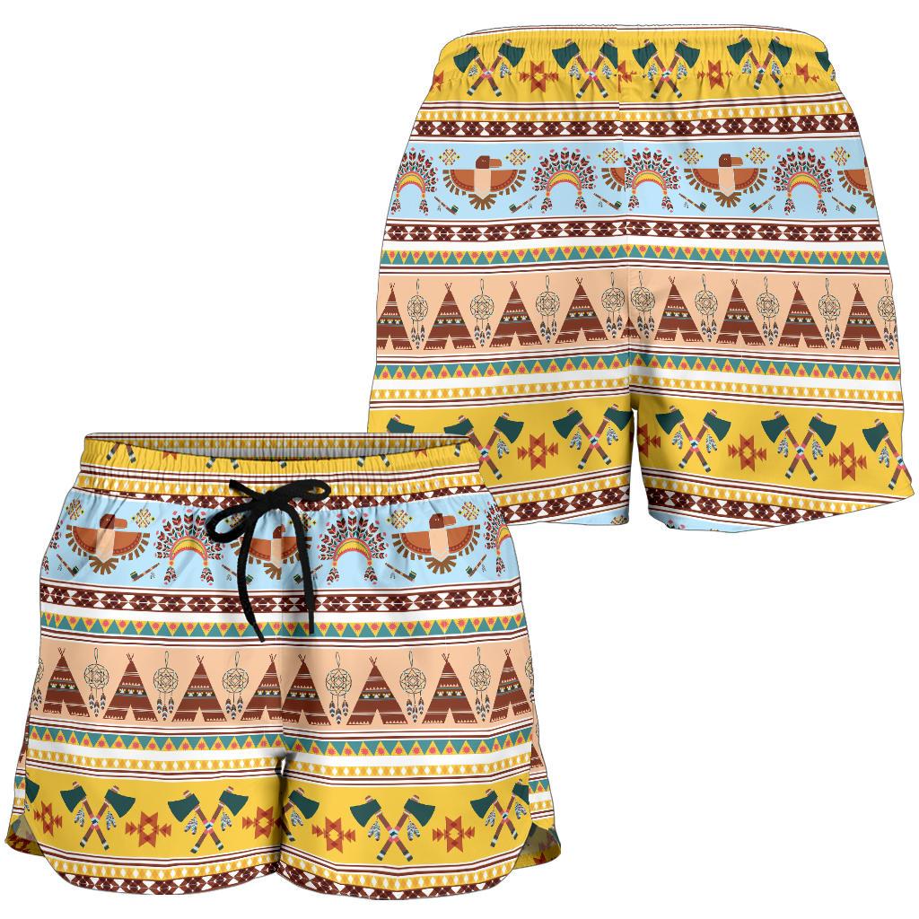 Native American Pattern Design Print Women Shorts-JTAMIGO.COM