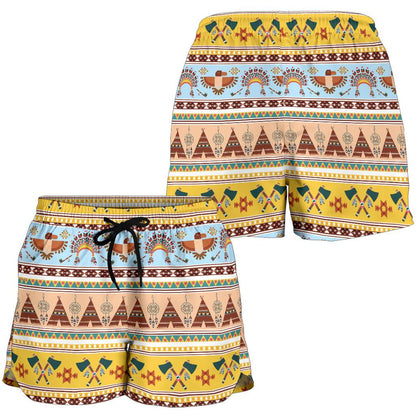 Native American Pattern Design Print Women Shorts-JTAMIGO.COM