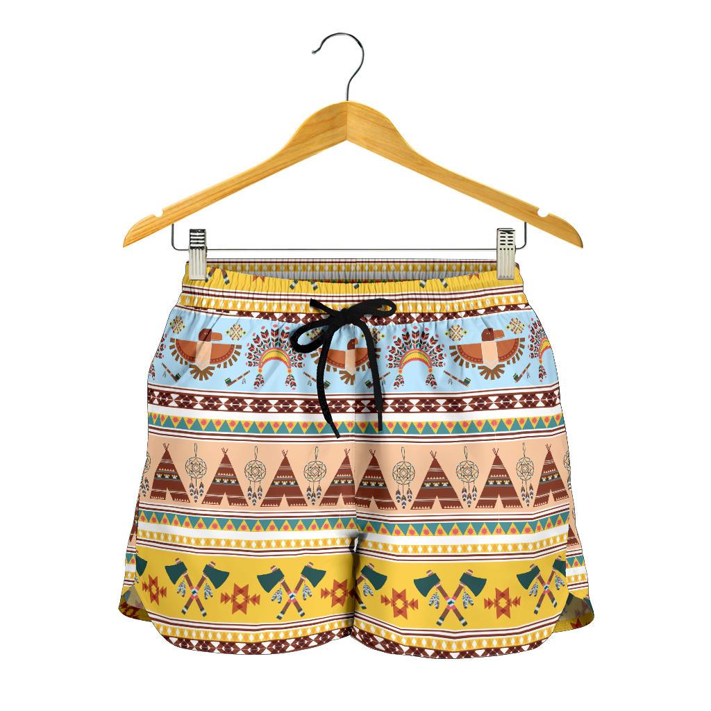 Native American Pattern Design Print Women Shorts-JTAMIGO.COM