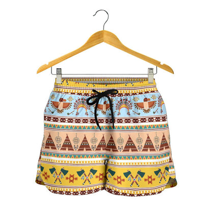 Native American Pattern Design Print Women Shorts-JTAMIGO.COM